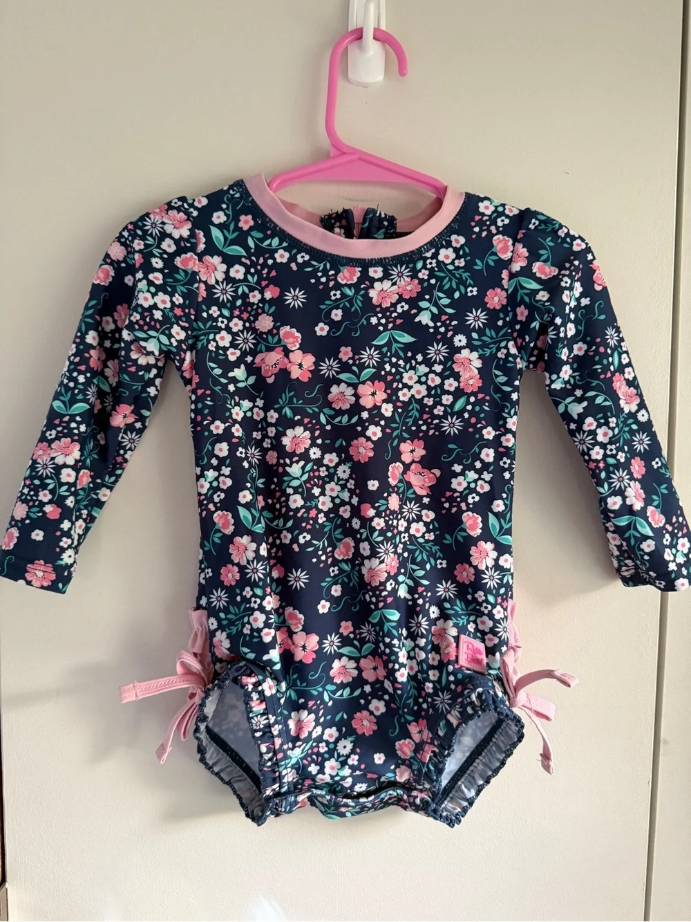 RuffleButts Moonlit Meadow Floral UPF 50+ Rash Guard Swimsuit 12-18M MSRP $52